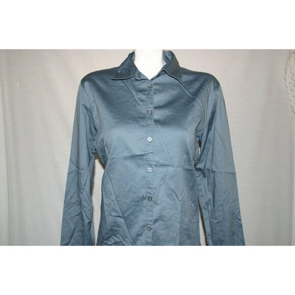 Banana Republic Stretch Women's Blouse Gray Size M Long Sleeves Buttons Cuffs - Picture 2 of 7